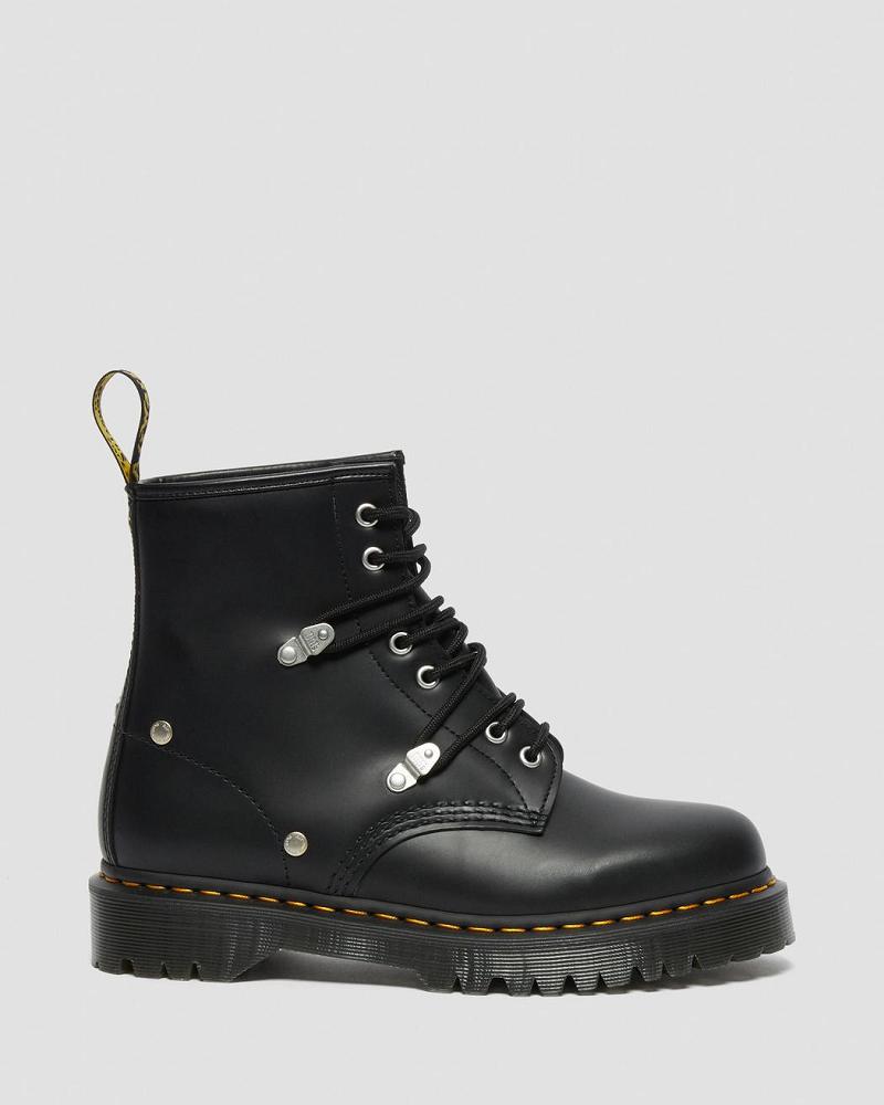 Black Men's Dr Martens 1460 Bex Stud Leather Lace Up Boots | CA 503RVD